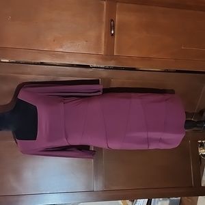 WHBM Instantly Slimming 3/4 Sleeve Dress Burgundy Size 10